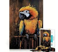Yellow Macaw Painting Jigsaw Puzzles1000 Pieces Cognitive Train Fun Flawless Interlocking Pieces Birthday Gift Brain Teaser Toy (38x52cm)