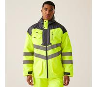 Yellow male L Regatta Professional Men's Waterproof Hi-Vis Reflective Hooded Jacket Yellow, Size: L