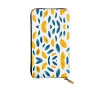 Yellow Mango Pattern Printed leather wallet, 7.5 x 4.1-inch long credit card holder, portable travel cash wallet