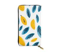 Yellow Mango Pattern Printed leather wallet, 7.5 x 4.1-inch long credit card holder, portable travel cash wallet