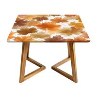 Yellow Maple Leaves Square Tablecloth with Elastic Edgs Fall Leaf Fitted Table Cover Waterproof Topper Cap for Dining Wedding Party Picnic 176cm