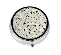 Yellow Marble Print Personalised Portable Pillbox with,Mini Pillbox Compact and Convenient Pill Organiser for Storing and Organising Pills