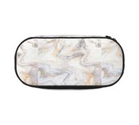 Yellow Marble Print,Small Pencil Case Large Capacity Pencil Pouch Office Stationery Organizer