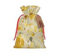 Yellow Marble Printed Christmas Drawstring Gift Bags-Xmas Wrapping Bags,Candy Bag,For Holiday Party Decorations,Wedding Party Supplies S Red Christmas Ribbon