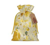 Yellow Marble Printed Christmas Drawstring Gift Bags-Xmas Wrapping Bags,Candy Bag,For Holiday Party Decorations,Wedding Party Supplies S Yellow Christmas Ribbon