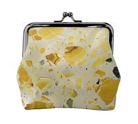 Yellow Marble Printed Coin Purse Pouch-Mini Coin Wallet,Change Purse,Leather Coin Pouch Holder For Woman Girls, Black, One Size, Modern,european Style, Retro