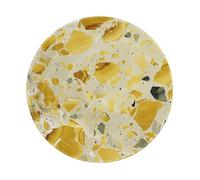 Yellow Marble Printed Gaming Mouse Pad 4 PCS, Round Non-Slip Rubber Base Laptop Mousepad Desk Mat for Gamer, Office, Home