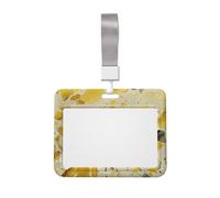 Yellow Marble Printed ID Badge Holder with Lanyard, Clear Plastic Badge Holder for Work, School, Hospital, Security - Water Resistant & Dirt Proof