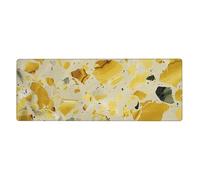 Yellow Marble Printed Kawaii Anime & Individuality Desk Mat 11.8"X31.5" Non-Slip Rubber Keyboard Pad & Computer Desk pad, for Home, Office,Study,Gaming