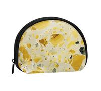 yellow marble Printed Mini Coin Pouch, Shell Shape Zip Around Wallet, Small Zipper Pouch for Cash, Cards, Keys, Lipstick, Storage Pouch, Travel Organizer