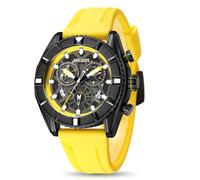 (Yellow) MEGIR Men's Sports Analog Chronograph Luminous Quartz Watch with Stylish Silicone Strap for Gifts