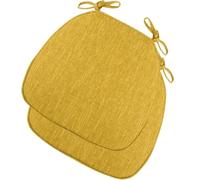 Yellow Memory Foam Dining Chair Pads Set of 2 - U-Shape 17 x 16.5 Inches Cushions with Ties for Kitchen and Dining Room Chairs, Comfortable Seat Cushions