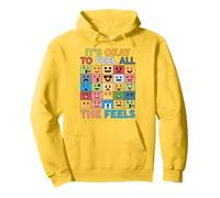 Yellow Mental Health It's Okay To Feel All The Feels Kids Pullover Hoodie