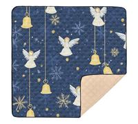Yellow Merry Christmas Bell Angel Soft Thick Baby Gym & Activity Mat for Indoor Outdoor Water Resistant Infant Play Activity Mat for Baby Kids Toddlers Infants, 50'' x 50''
