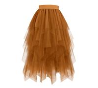 Yellow Mesh Tiered Skirt Ladies Tulle Skirt Women Long High Elastic Waist Elegant Vintage Petticoat A Line Mesh Tiered Tutu Skirts Beach Party Going Out Summer Casual Outfits M