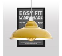 Yellow Metal Lampshade, 32cm Easy Fit Pendant Light Shade, E27 Industrial Ceiling Light Shade Vintage Retro Lamp Shade for Kitchen, Living Room, Bedroom, Hallway, Bar - Reducer Ring Included