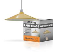 Yellow Metal Lampshade 40cm Retro Style Disc Shape Easy fit Pendant Light Shade for Living Rooms bedrooms Kitchen Dining Room Vintage Replacement Decorative Hanging Light Cover