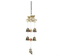 Yellow Metal Owl Wind Chime Outdoor Rust Resistant