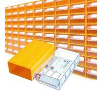 Yellow Mini Drawer Organizer 5 10 20 30 40 50 Pack, Dustproof Hardware Tool Storage Bin for Workshop/Garage/Office, w/Clear Drawer And Dividers(30 pcs,29x18x11cm)