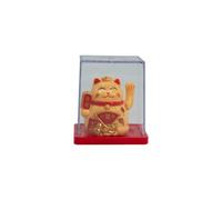 Yellow Mini Solar Powered Money Cat Decorative Figure In Display Box