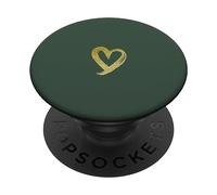 Yellow Minimalist Heart Hunter Green PopSockets Adhesive PopGrip
