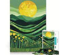 Yellow Moon Between Mountains Jigsaw Puzzle 1000 Piece Focus Boost Fun Advanced Laser Cutting Tech Travel-friendly Brain Game Gift (38x52cm)