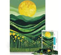Yellow Moon Between Mountains Teenagers 1000 Pieces Puzzle Memory Fun Game Clean Cut Sturdy Components Portable Travel Friendly Fun Game (38x26cm)