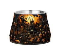 Yellow Moon Halloween Bat Non Slip Anti Skid Dog Bowls Stainless Steel Food Water Bowl Stackable Pet Puppy Dishes