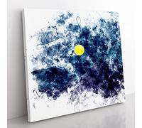 Yellow Moon Over the Mountain Watercolour Modern Canvas Wall Art Print Ready to Hang, Framed Picture for Living Room Bedroom Home Office Décor, 35x35 cm (14x14 Inch)