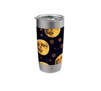 Yellow Moon Stars Celestial Night Sky Abstract Design Stainless Steel Insulated Tumbler