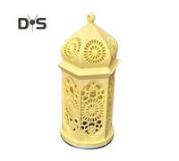 (yellow) Moroccan Style Lantern 3D Printed Cutout Pattern Candle Lantern Arabic Tea Light Lantern for Patio Decor Home Parties Weddings Table Centerpiece