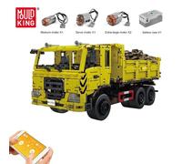 (yellow) MOULD KING Technical Building Toys For Boys APP RC Motorized Three Way Dump Truck Model Bricks Blocks Kids Christmas Gifts
