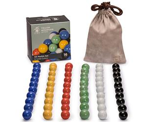 Yellow Mountain Imports 60 Pieces Chinese Checkers Marbles Set with Solid Colors - 16 Millimeters