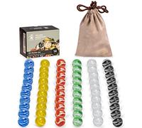 Yellow Mountain Imports 60 Pieces Translucent Chinese Checkers Glass Marbles with Petal Design - 14 Millimeters