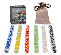 Yellow Mountain Imports 60 Pieces Translucent Chinese Checkers Glass Marbles with Petal Design - 16 Millimeters