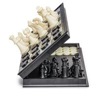 Yellow Mountain Imports Age 5+ Large 2-in-1 Travel Magnetic Chess & Checkers Board Game Set - 36 centimeters - ??Folding, Portable, Multi-Game Set