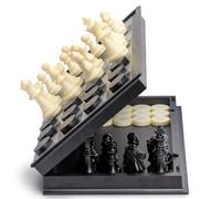 Yellow Mountain Imports Age 5+ Medium 2-in-1 Travel Magnetic Chess & Checkers Board Game Set - 31.8 centimeter - Portable, Folding & Travel Perfect
