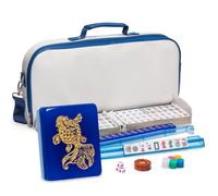 Yellow Mountain Imports American Mahjong Set, Koi Fish with Soft White Leatherette Case, Four Acrylic All-in-One Racks with Pushers, Wind Indicator, Dice, and Wright Patterson Count Scoring Coins