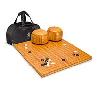 Yellow Mountain Imports Bamboo 2-Centimeter Reversible 19x19 / 13x13 Go Game Set Board with Single Convex Melamine Stones and Bamboo Wood Bowls Set - Classic Strategy Board Game (Baduk/Weiqi)