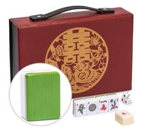 Yellow Mountain Imports "Bamboo Oasis Chinese Mahjong Set with 146 Small Tiles and Red Vinyl Case - for Chinese Style Gameplay Only [「竹林綠洲」中國麻將]