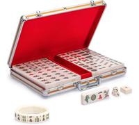 Yellow Mountain Imports Chinese Mahjong Combo - Champion-Size Set with 146 Tiles, Aluminum Case, Accessories, and Mini-Tiles Bracelet