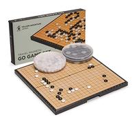 Yellow Mountain Imports Medium Magnetic 19x19 Go Game Set Board, 28-centimeter with Single Convex Plastic Go Stones - Folding, Portable & Travel-Size Set