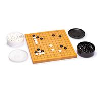 Yellow Mountain Imports Shin Kaya Beginner's Reversible 13x13 / 9x9 Go Game Set Board (2cm) with Double Convex Melamine Stones - Classic Strategy Board Game (Baduk/Weiqi)