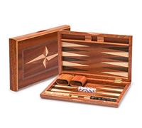 Yellow Mountain Imports Wooden Inlaid Backgammon Game Set, “Sentinel” - 28 centimeters - Wooden Playing Pieces and Accessories