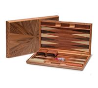 Yellow Mountain Imports Wooden Inlaid Backgammon Set- Cascadia - with Acrylic Playing Pieces Age 5+ & Wooden Dice Cups, 43-centimeters Board
