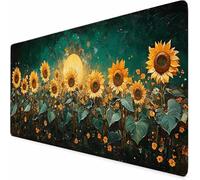 Yellow Mouse Mat 32 x 16 x 0.12 inch Sunflower Gaming Mouse Pad, Large Mousepad with Non-Slip Rubber Base, Office Accessories with Stitched Edge, Washable Mousepad for Laptop, Room Decor -XZ63Q