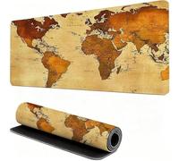 Yellow Mouse Mat 800x400x4mm XXL Gaming Mouse Pad World Map Ultra-Smooth Fabric Surface for Precision, Anti-Fray Stitched Edges, Non-Slip Rubber Base, Long Computer Keyboard Mat, Gamer, Office W6-32