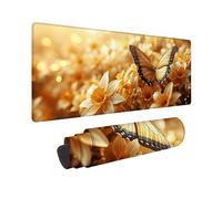 Yellow Mouse Mat Butterfly Mouse Pad 36X12inch, Washable Mousepad, Gaming Mousepad Office Accessories with Anti-Slip Rubber Base Double Stitched Edges for Laptop Office, Decor, Gifts for Men -TL40BW