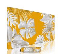 Yellow Mouse Mat Large Gaming Mouse Pad Abstract Computer Keyboard Pads xxl 1400x600x3mm Waterproof Smooth Cloth Surface with Rubber Base Non-Slip Desk Matt with Stitched Edges for PC Laptop w-756