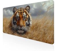 Yellow Mouse Mat,Large Mousepad 1000x500x3mm Tiger Gaming Mouse Pad,Desk Pad with Stitched Edges,Extended Waterproof Keyboard Mat Non-Slip Rubber Base for Office,Home Desk Accessories for Men D1-860